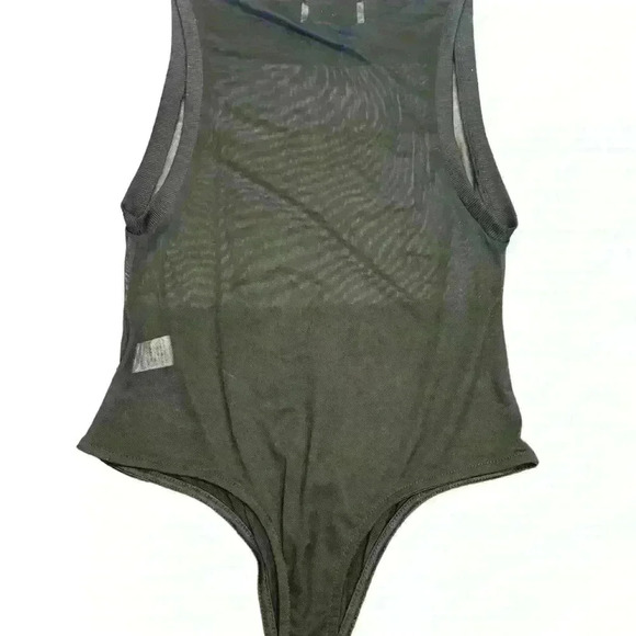 Okakie Womens Sheer Double Layer Tank Bodysuit Sleeveless  Crewneck Black Size L - Picture 3 of 5
